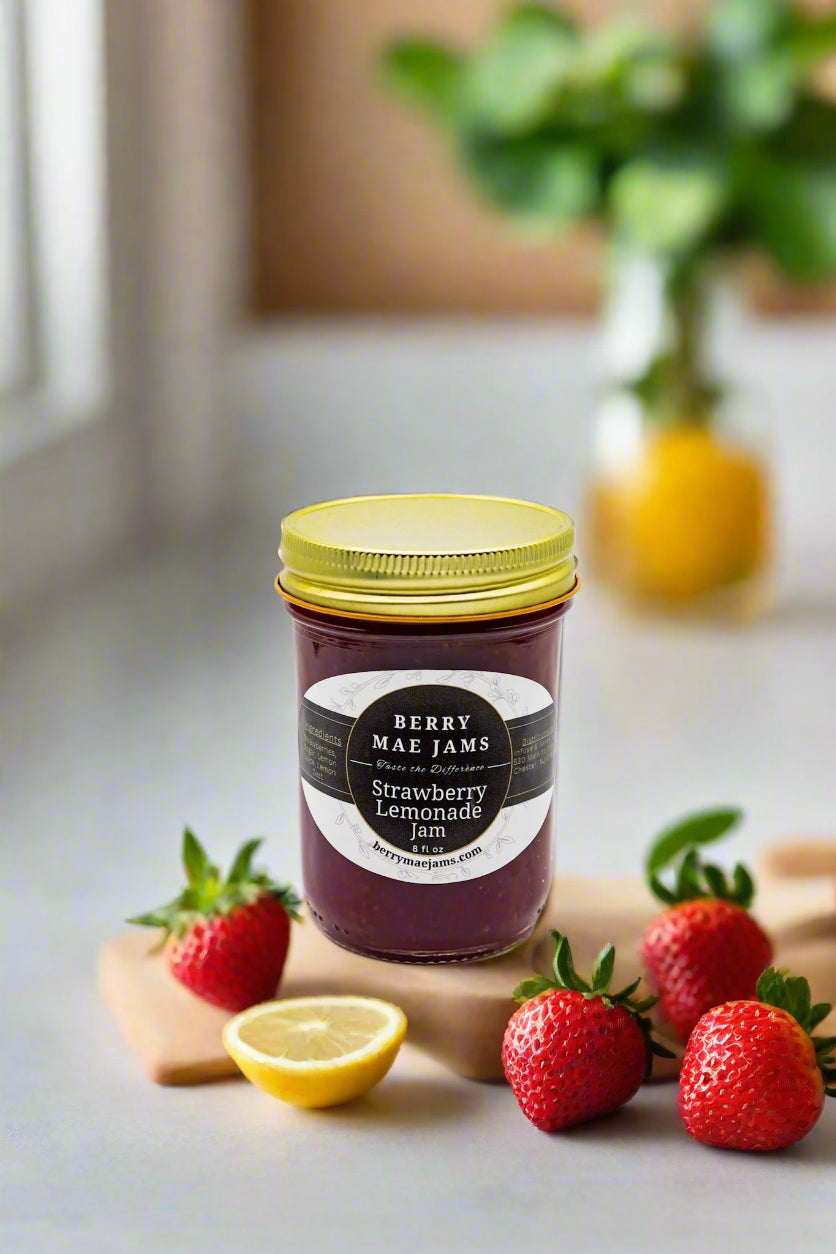 Berry Mae Jams Strawberry Lemonade Jam in a jar