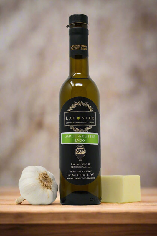 Bottle of Garlic & Butter Greek Olive Oil