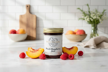 Peach Raspberry Berry Mae Jams jar