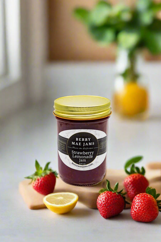 Berry Mae Jams Strawberry Lemonade Jam in a jar