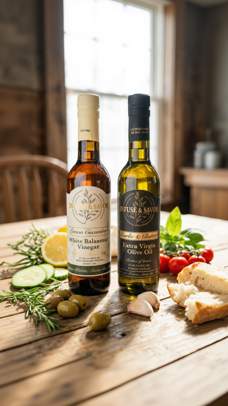 Garlic Butter Evoo with Lemon Cucumber White Balsamic Duo
